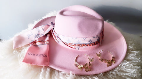 Pink Hat / Pink Butterfly Hoops
