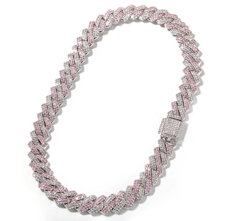 Pink and Silver CZ Chain