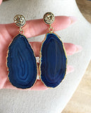 Blue Agate and Gold Drizy Earrings