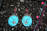 Turquoise, Ruby and Diamond Earrings