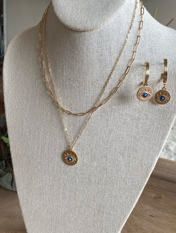 Evil Eye Necklace/ Earrings