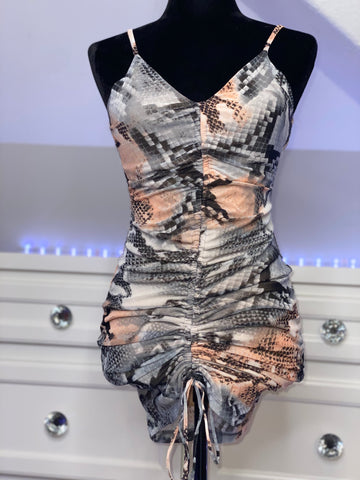 Orange and Grey Snake Dress
