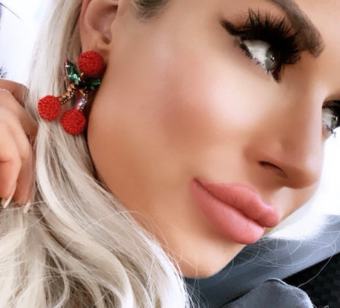 Beaded Cherry Earrings