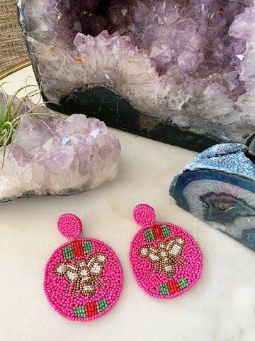 Hot Pink Bee Earrings