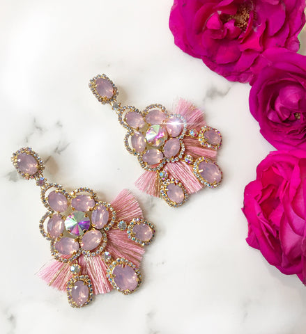 Light Pink Spring Fringe Earrings