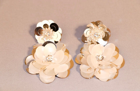 Silver and Flower Earrings