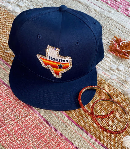 Houston Hat / Orange Hoop Earrings