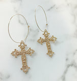 Cross Hoop Earrings