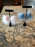 Pink, Blue & Black Puff Earrings