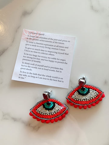 Red Evil Eye Earrings