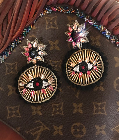 Beaded Evil Eye Earrings