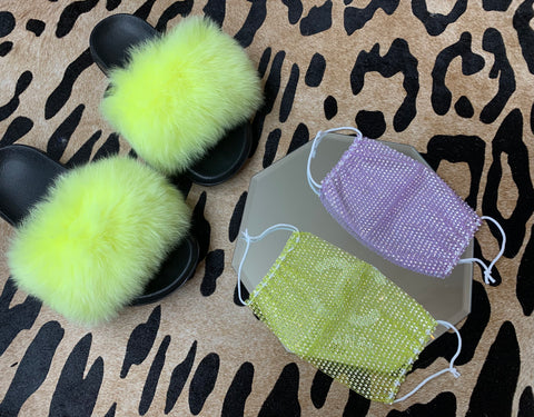 Yellow Fox Fur Slides / Spring Color Masks
