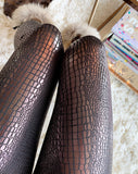 Metallic Copper Croc Leggings