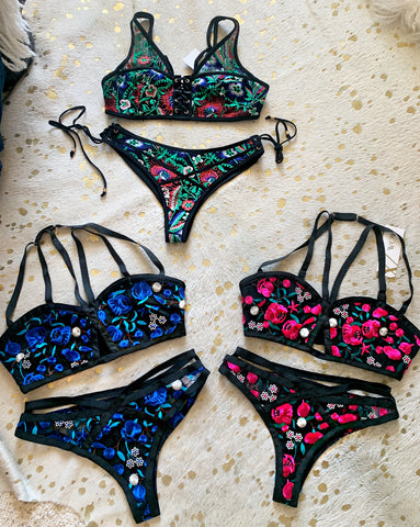Floral Embroidered Bikinis