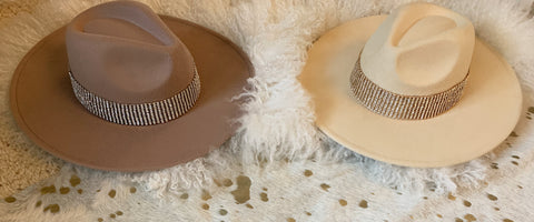 Wide Brim Rhinestone Panama Hats