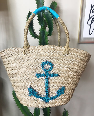 Straw Anchor Beach Bag