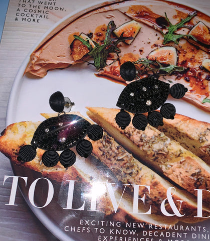 Black Crystal Ball Earrings