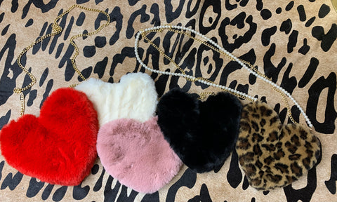 Furry Heart Purses