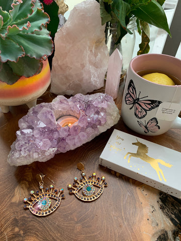 Purple Evil Eye Earrings