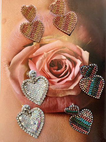 Hand Beaded Heart Earrings