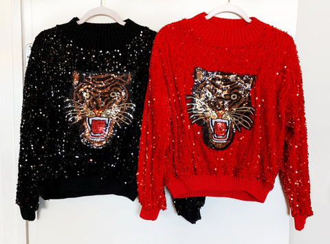 Red and Black Tiger Sweaters