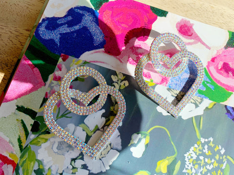 Rhinestone Heart Earrings