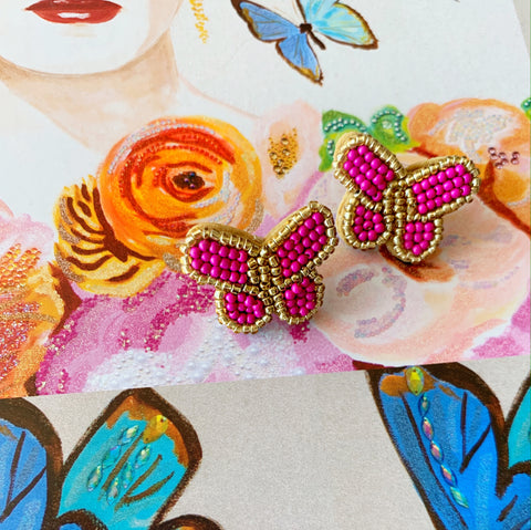 Beaded Butterfly Studs