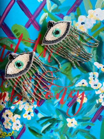 Beaded Evil Eye Earrings