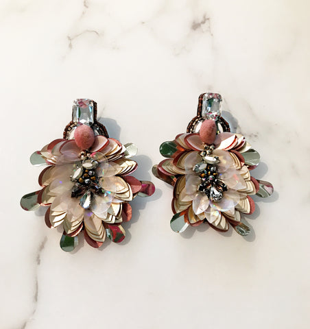 Embellished Flower Garden Party Earrings