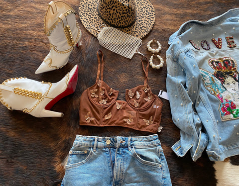Brown butterfly top