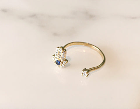 Hamsa Adjustable Ring