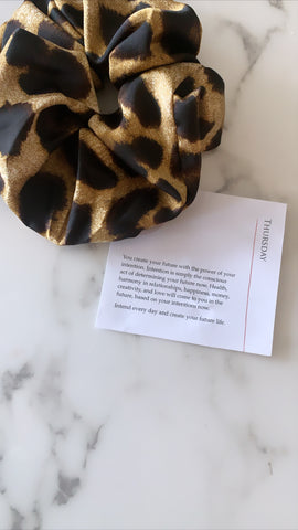 Oversized Satin Leopard Scrunchie