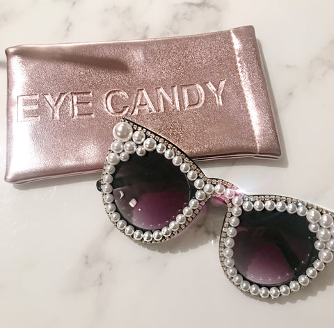 Pearl and Crystal Cat Eye Sunglasses