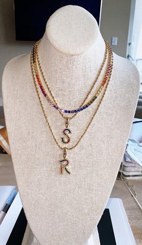 Rainbow Baguette Initial Chains