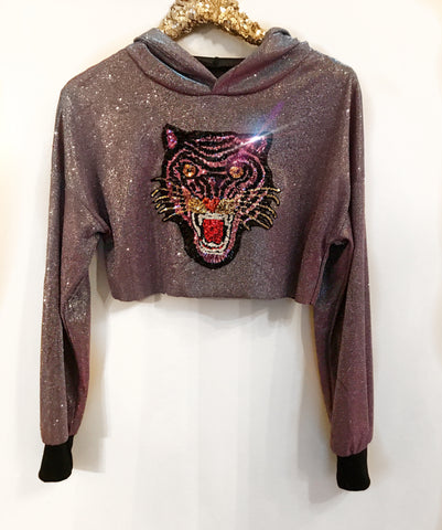 Blue/Purple Glitter Tiger Hoody (Small)