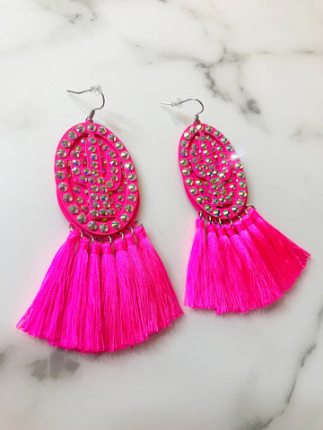 Hot Pink Cactus Earrings