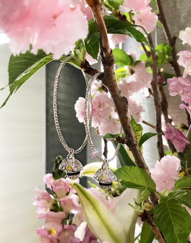 CZ Silver Bee Hoops