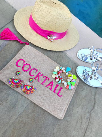 Pink Bee Hat, Multi Color Earrings and Bracelets