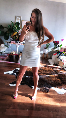Little White Dress with Feathers