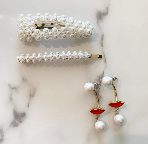 Pearl Clips and Lip Earrings